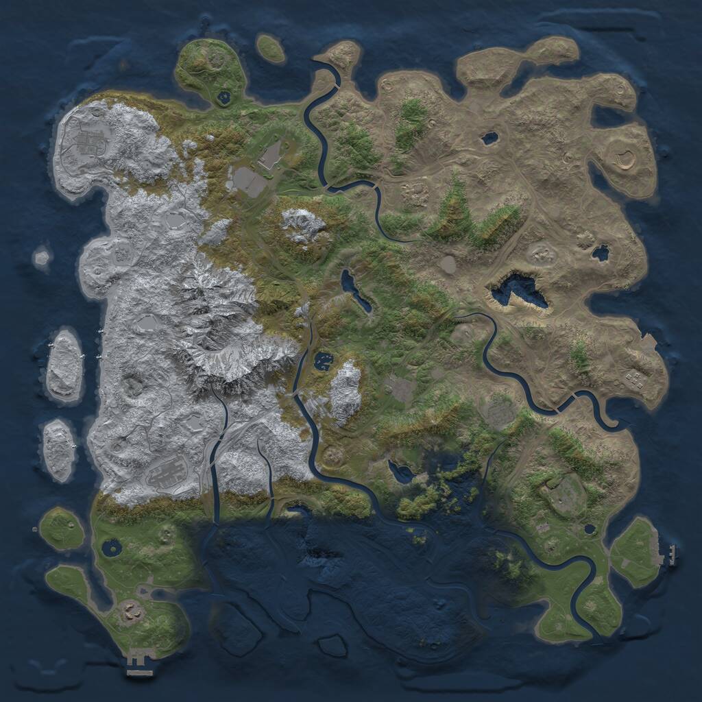 Rust Map: Procedural Map, Size: 5500, Seed: 1845675563, 17 Monuments