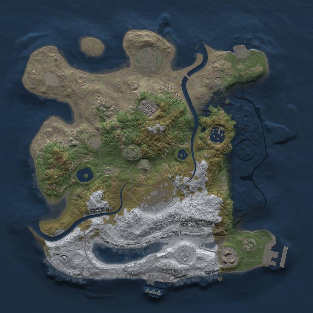 Rust Map: Procedural Map, Size: 3000, Seed: 21778, 12 Monuments