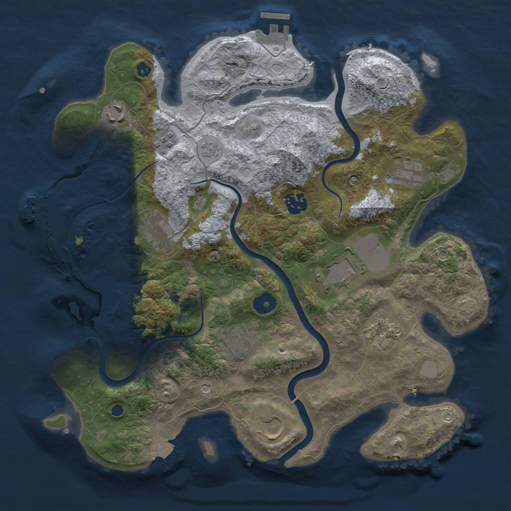 Rust Map: Procedural Map, Size: 3500, Seed: 594988968, 15 Monuments