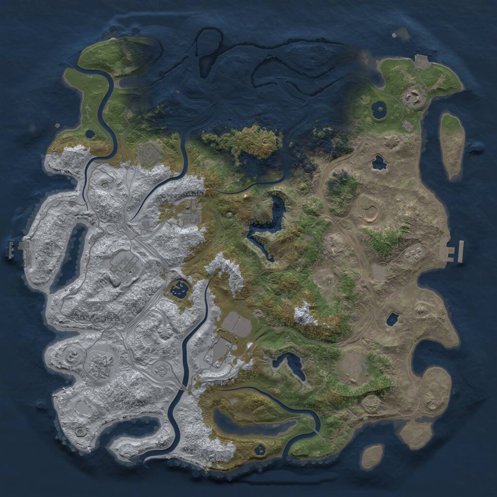 Rust Map: Procedural Map, Size: 4500, Seed: 86089247, 16 Monuments
