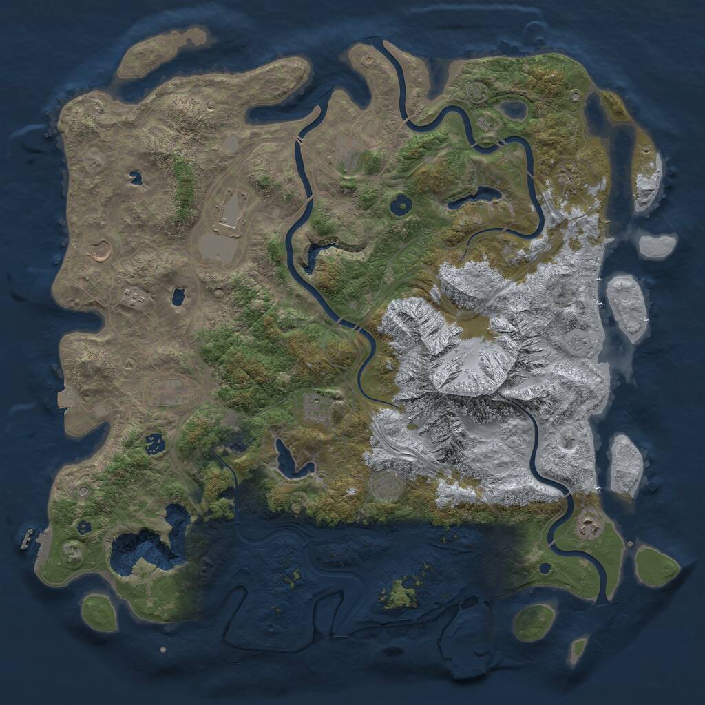 Rust Map: Procedural Map, Size: 5000, Seed: 13416177, 16 Monuments