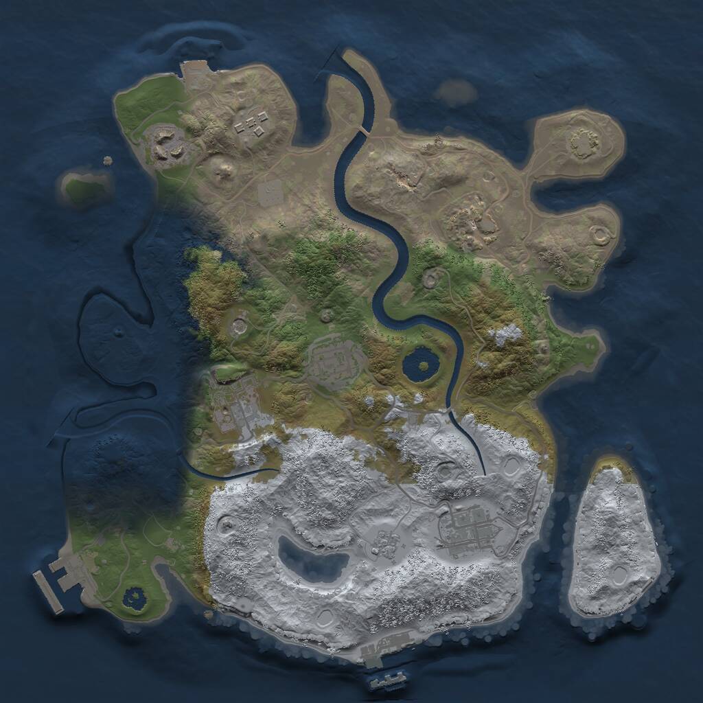 Rust Map: Procedural Map, Size: 3000, Seed: 9462548, 12 Monuments