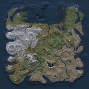 Thumbnail Rust Map: Procedural Map, Size: 5000, Seed: 104281488, 17 Monuments