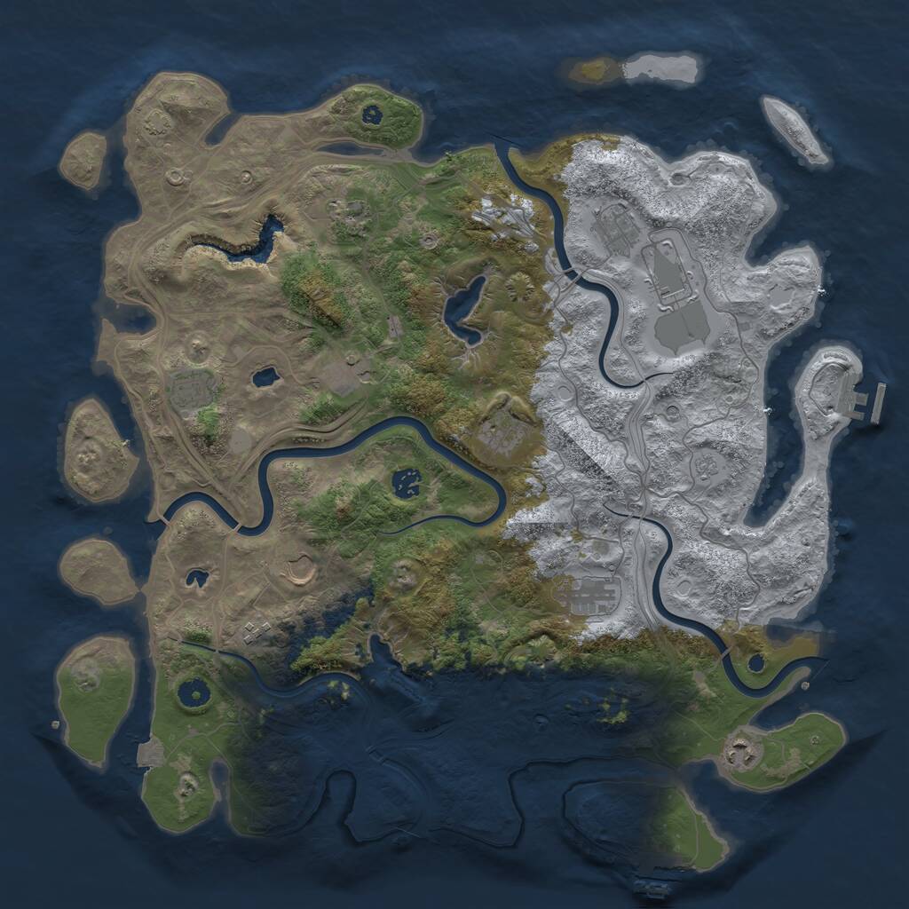 Rust Map: Procedural Map, Size: 4500, Seed: 654365, 17 Monuments
