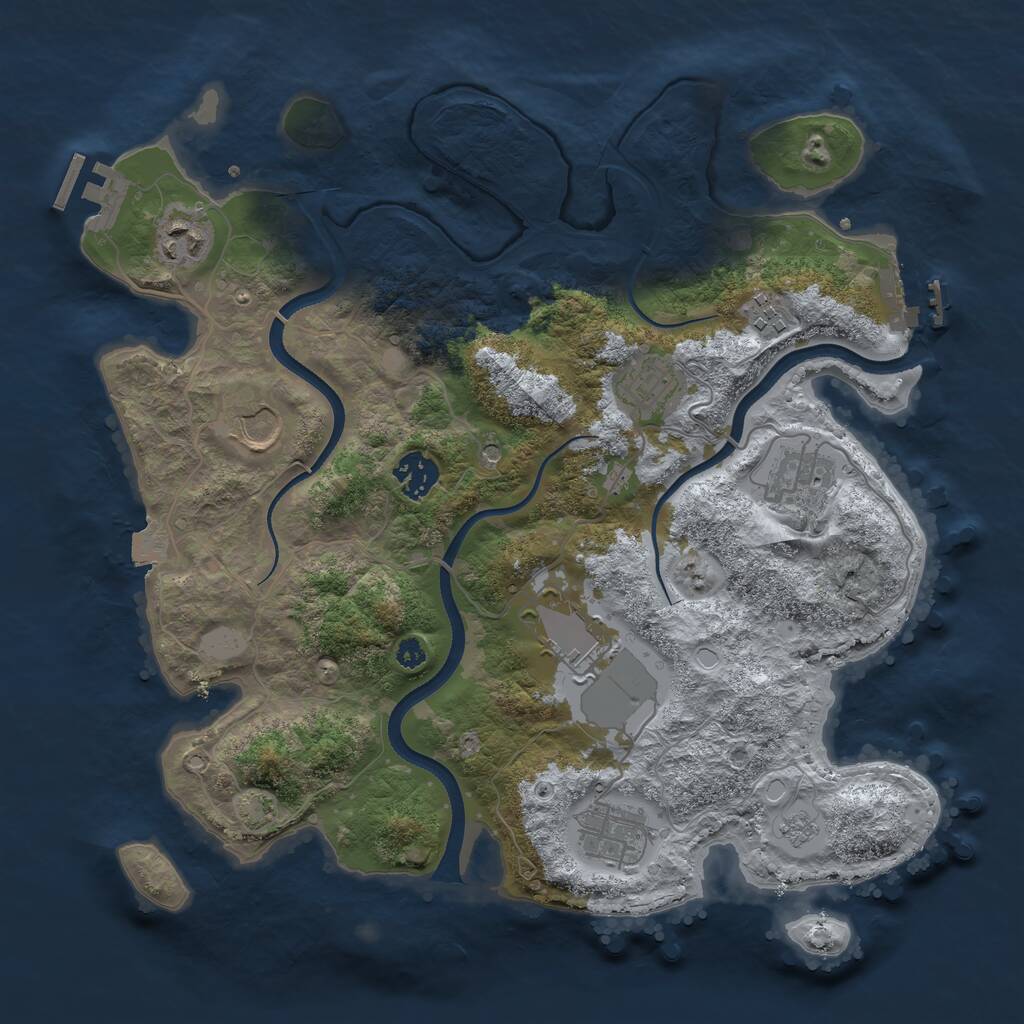 Rust Map: Procedural Map, Size: 3500, Seed: 309595430, 14 Monuments
