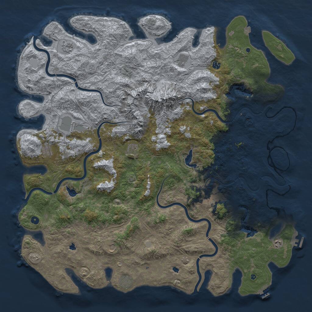 Rust Map: Procedural Map, Size: 5800, Seed: 483647, 17 Monuments
