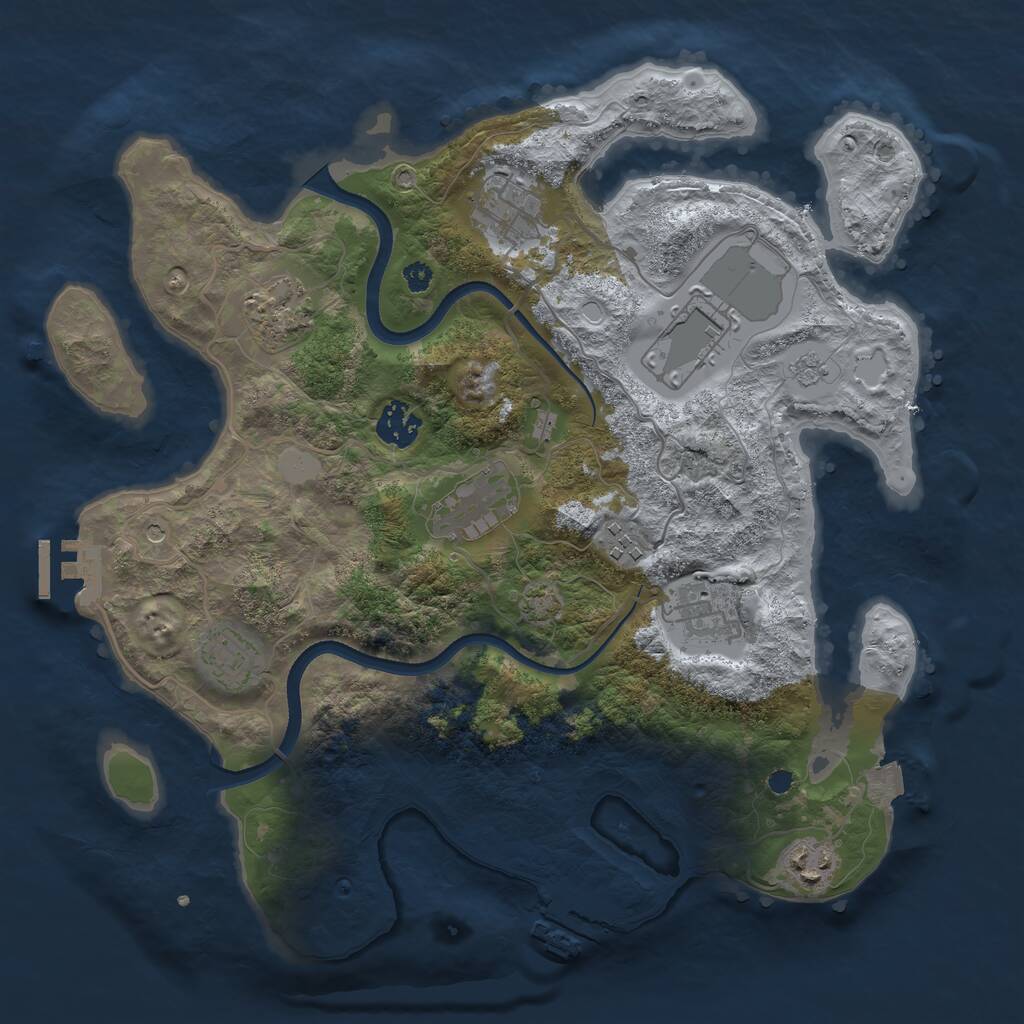 Rust Map: Procedural Map, Size: 3500, Seed: 1039453096, 15 Monuments