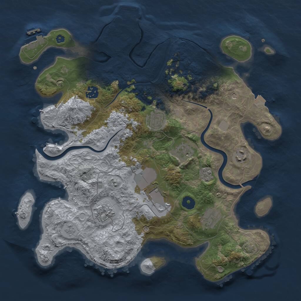 Rust Map: Procedural Map, Size: 3500, Seed: 1937671173, 14 Monuments