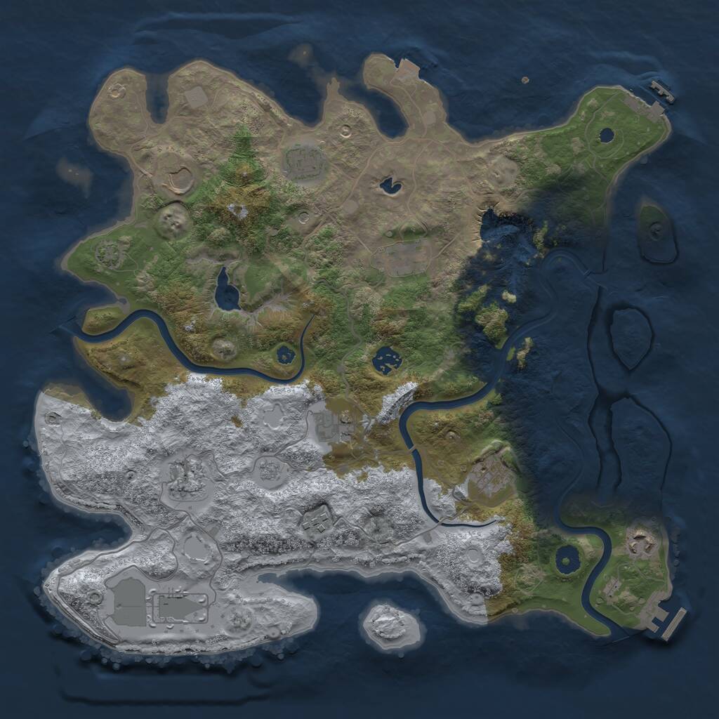 Rust Map: Procedural Map, Size: 4000, Seed: 122130, 16 Monuments