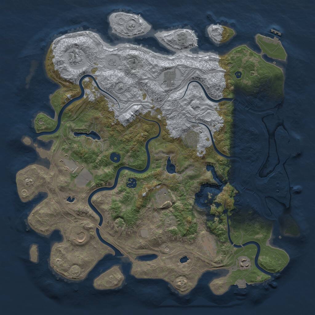 Rust Map: Procedural Map, Size: 4500, Seed: 1627430576, 16 Monuments