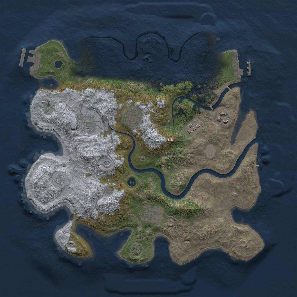 Rust Map: Procedural Map, Size: 3250, Seed: 95554345, 11 Monuments