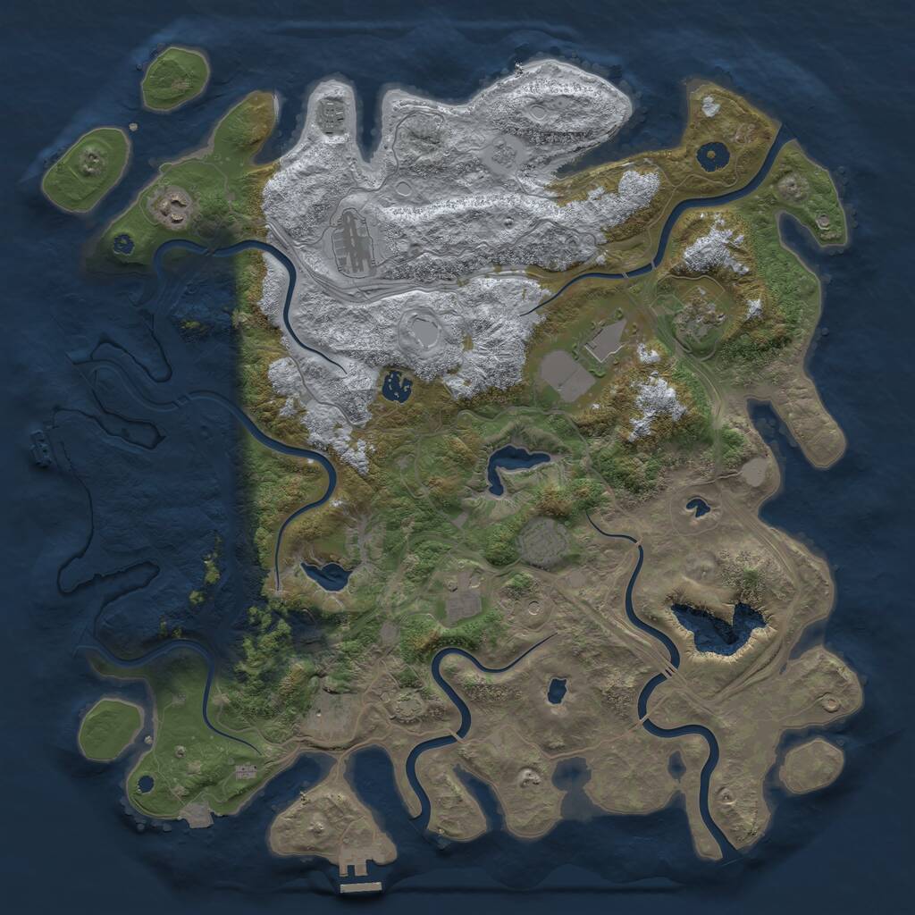 Rust Map: Procedural Map, Size: 4500, Seed: 1336052612, 15 Monuments