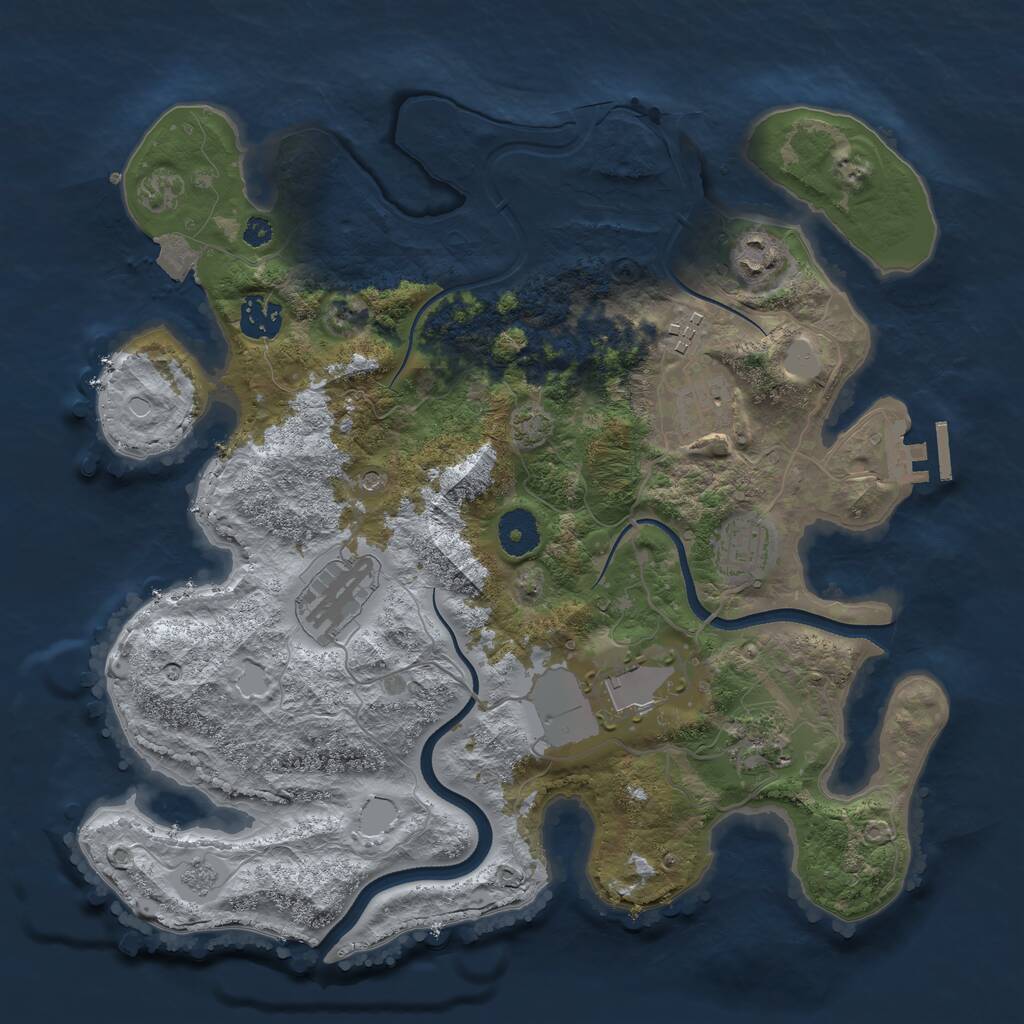 Rust Map: Procedural Map, Size: 3500, Seed: 1408806542, 13 Monuments
