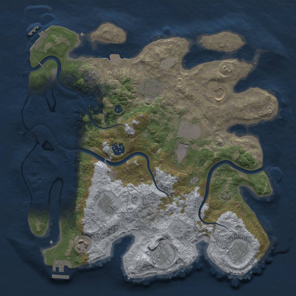 Rust Map: Procedural Map, Size: 3500, Seed: 984680, 15 Monuments