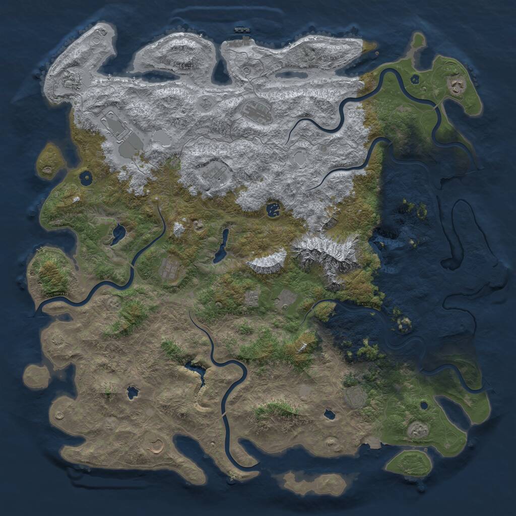Rust Map: Procedural Map, Size: 5500, Seed: 5349861, 17 Monuments