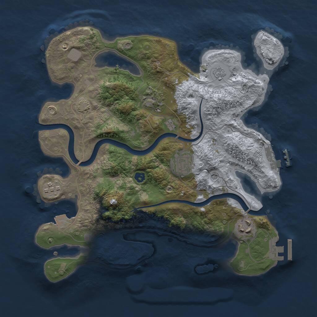 Rust Map: Procedural Map, Size: 3000, Seed: 53563, 10 Monuments
