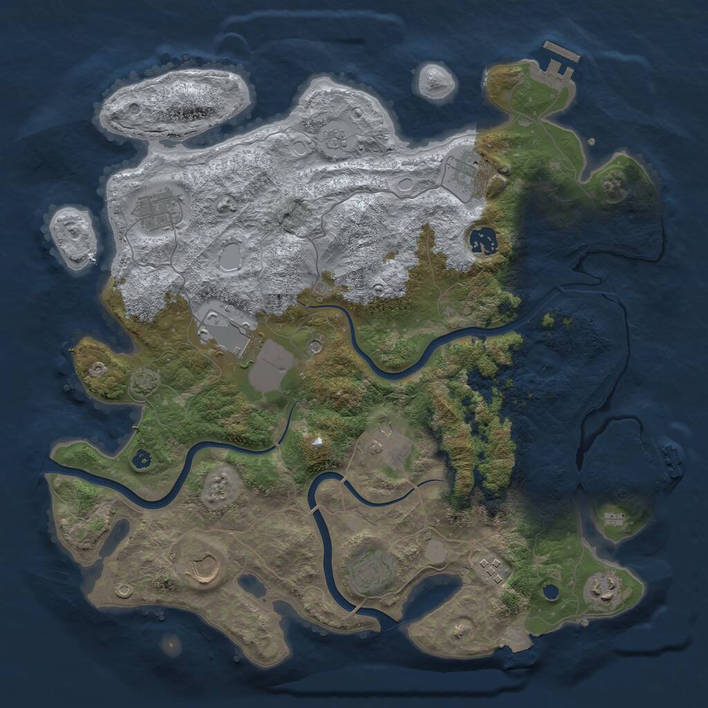 Rust Map: Procedural Map, Size: 3750, Seed: 120203991, 15 Monuments