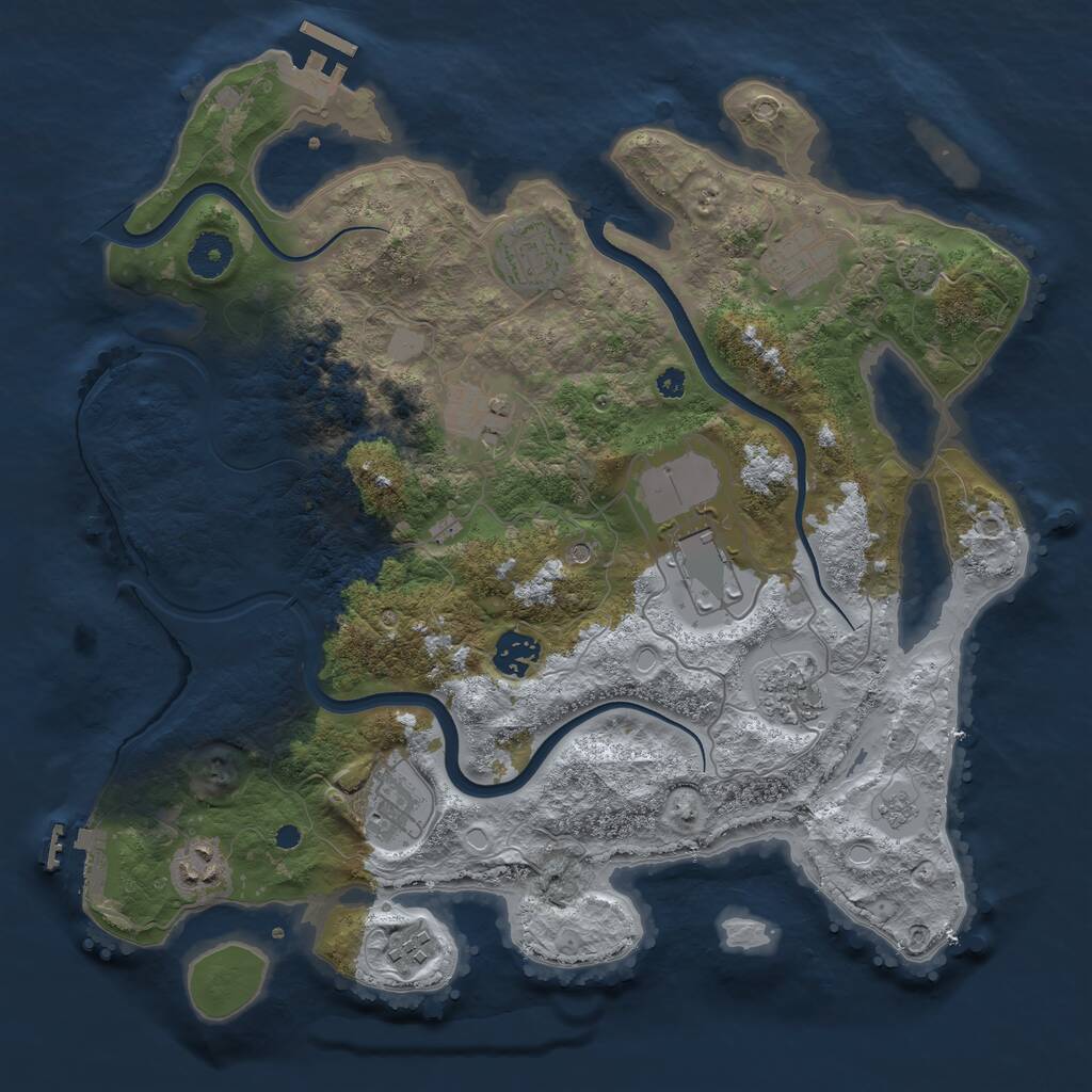 Rust Map: Procedural Map, Size: 3664, Seed: 481981, 15 Monuments