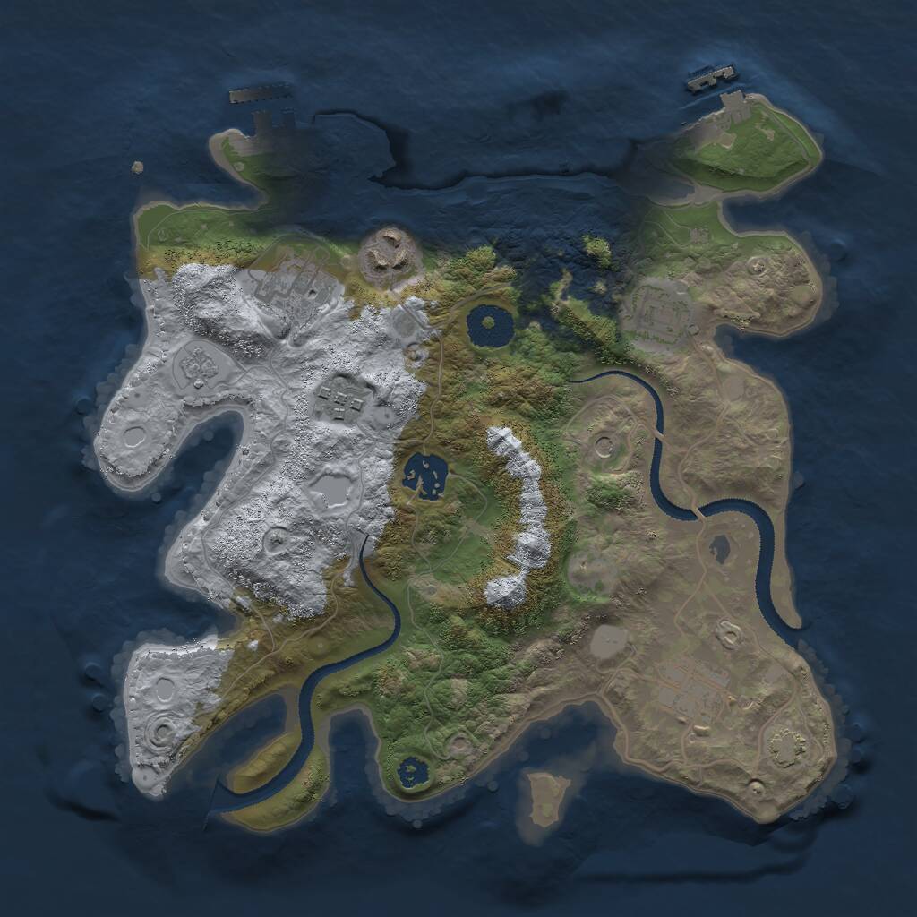 Rust Map: Procedural Map, Size: 3000, Seed: 660600, 12 Monuments