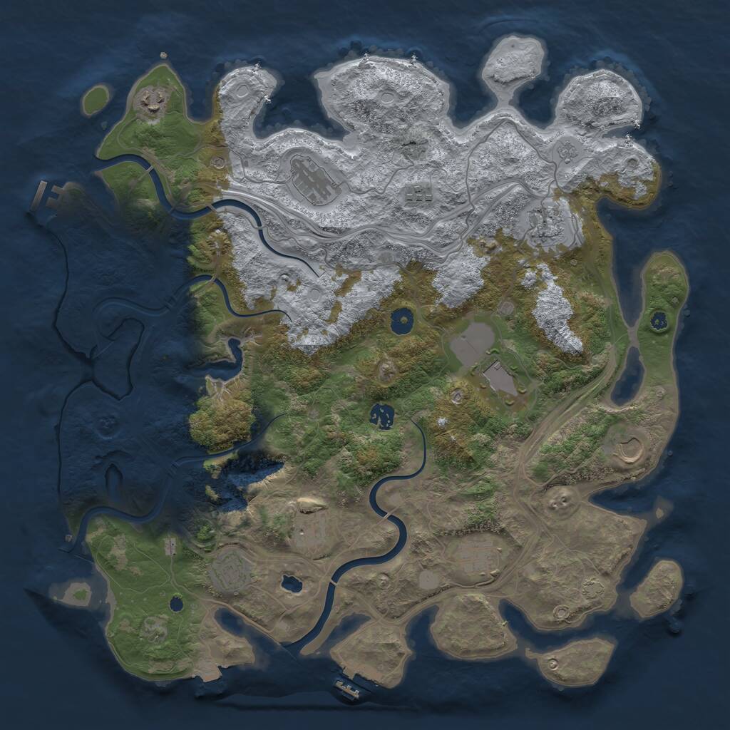 Rust Map: Procedural Map, Size: 4300, Seed: 1017185327, 16 Monuments