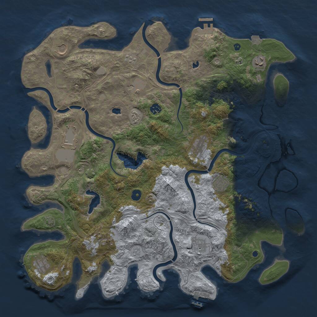 Rust Map: Procedural Map, Size: 4500, Seed: 1876216540, 17 Monuments