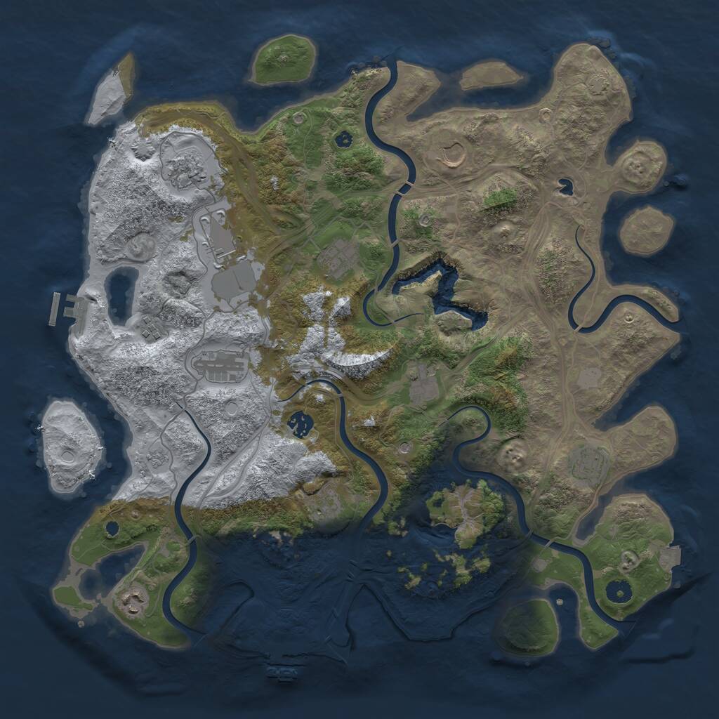 Rust Map: Procedural Map, Size: 4300, Seed: 1408980700, 17 Monuments
