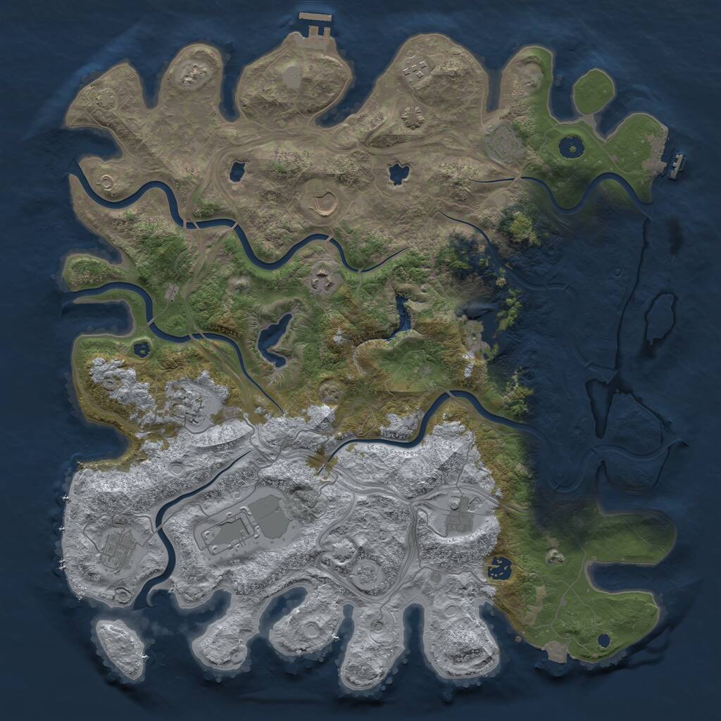 Rust Map: Procedural Map, Size: 4500, Seed: 991727147, 16 Monuments
