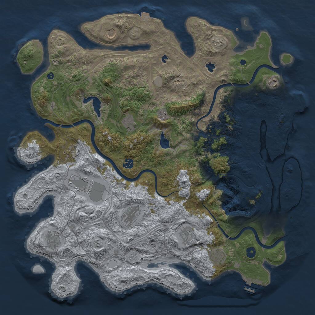 Rust Map: Procedural Map, Size: 4500, Seed: 372121467, 17 Monuments