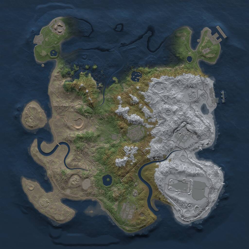 Rust Map: Procedural Map, Size: 3500, Seed: 84322125, 14 Monuments