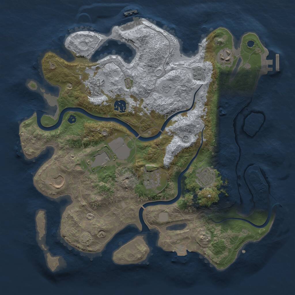 Rust Map: Procedural Map, Size: 3500, Seed: 1627430576, 14 Monuments