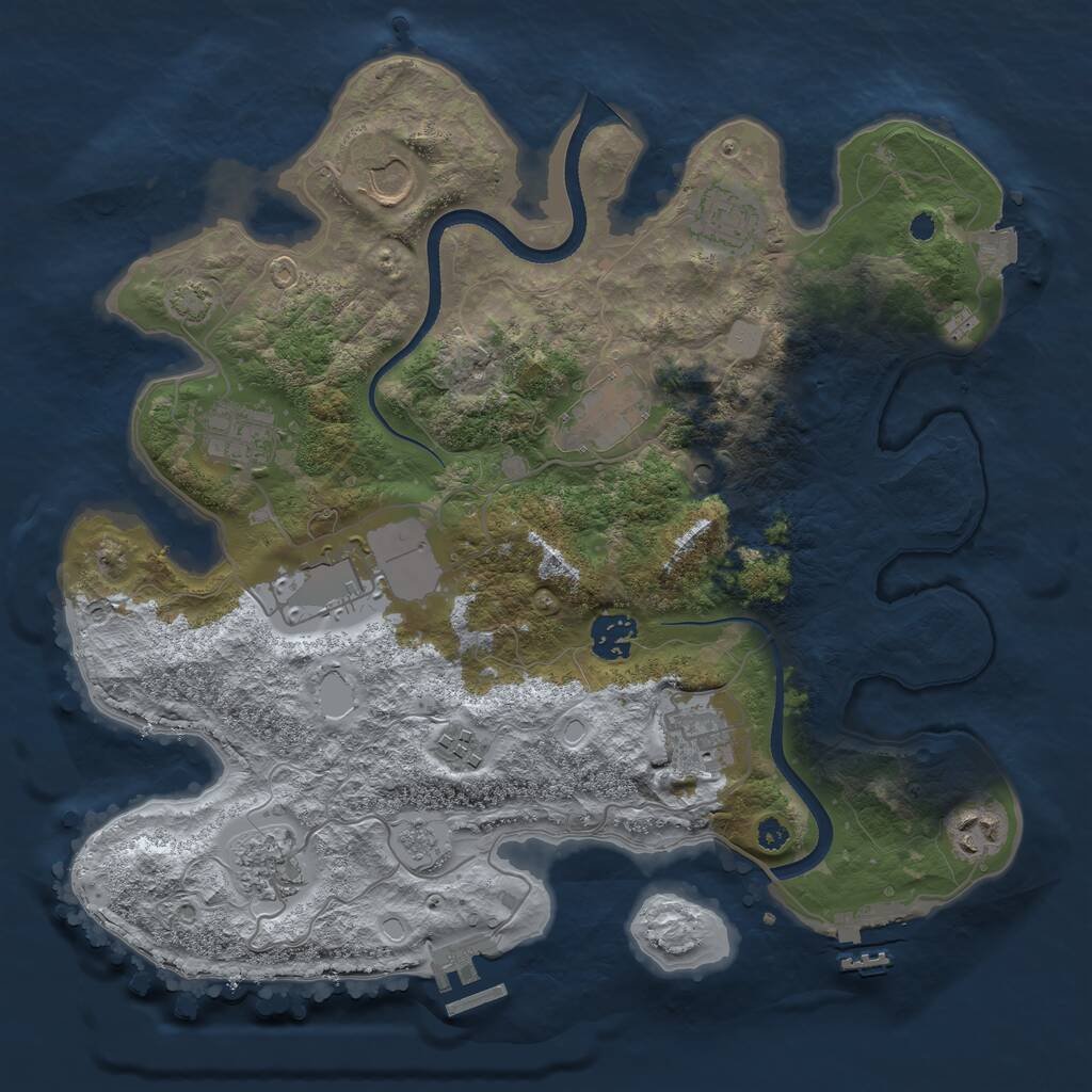 Rust Map: Procedural Map, Size: 3500, Seed: 122130, 16 Monuments
