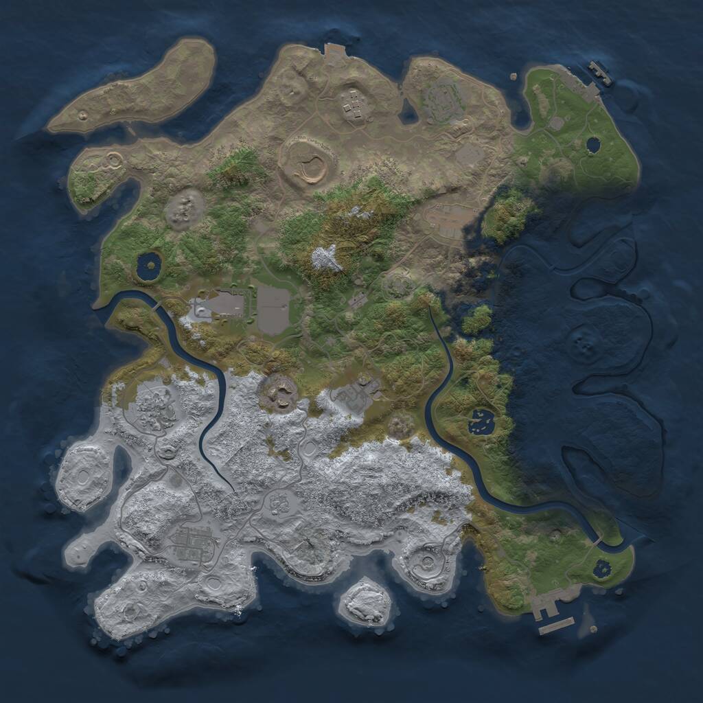 Rust Map: Procedural Map, Size: 3900, Seed: 2117730247, 16 Monuments
