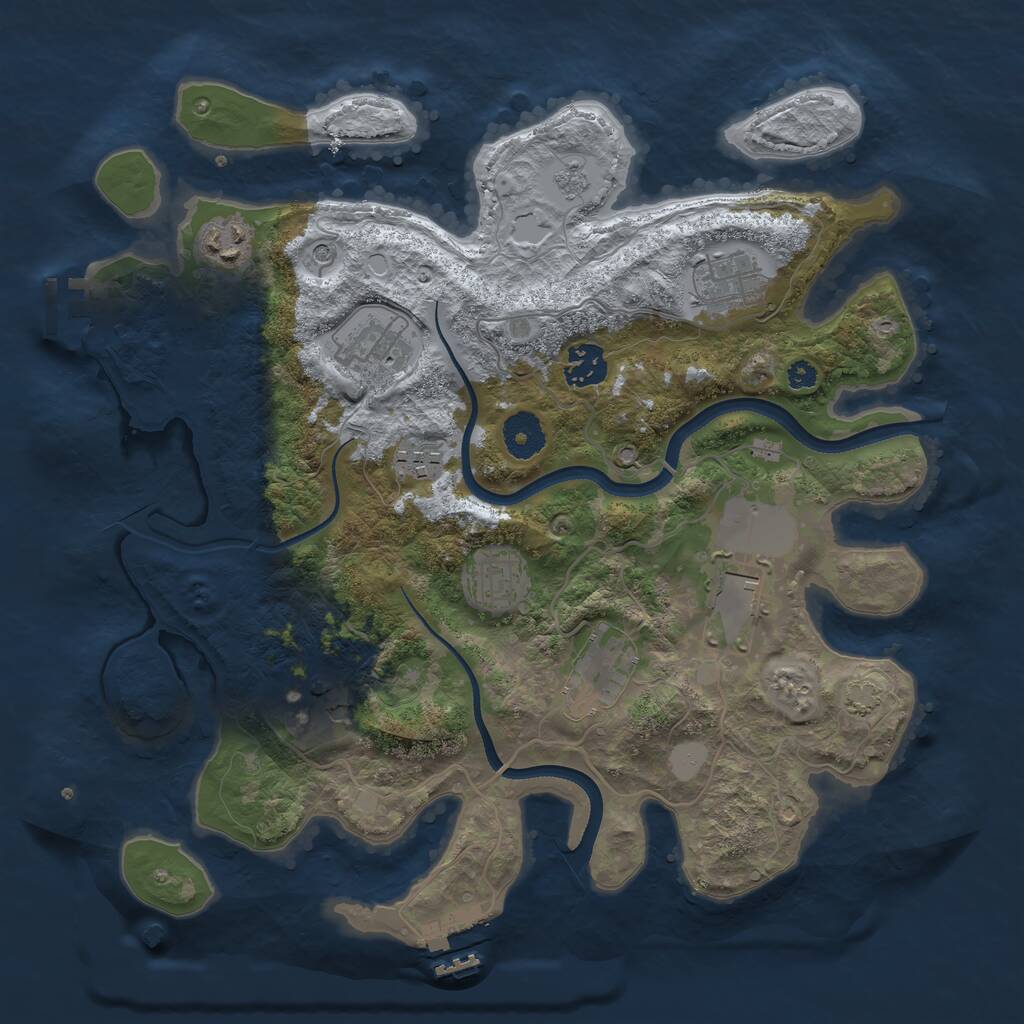 Rust Map: Procedural Map, Size: 3500, Seed: 234432, 15 Monuments