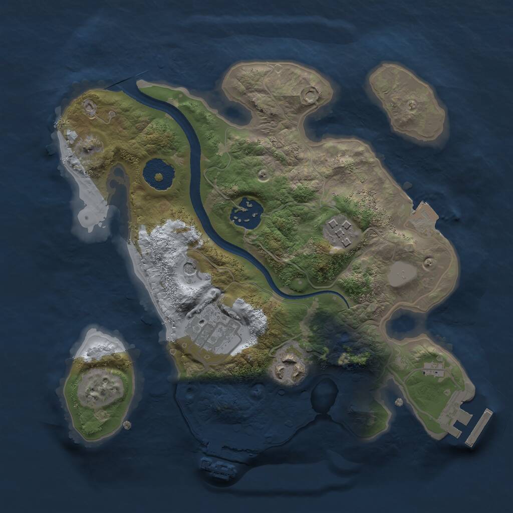 Rust Map: Procedural Map, Size: 2500, Seed: 483651, 8 Monuments
