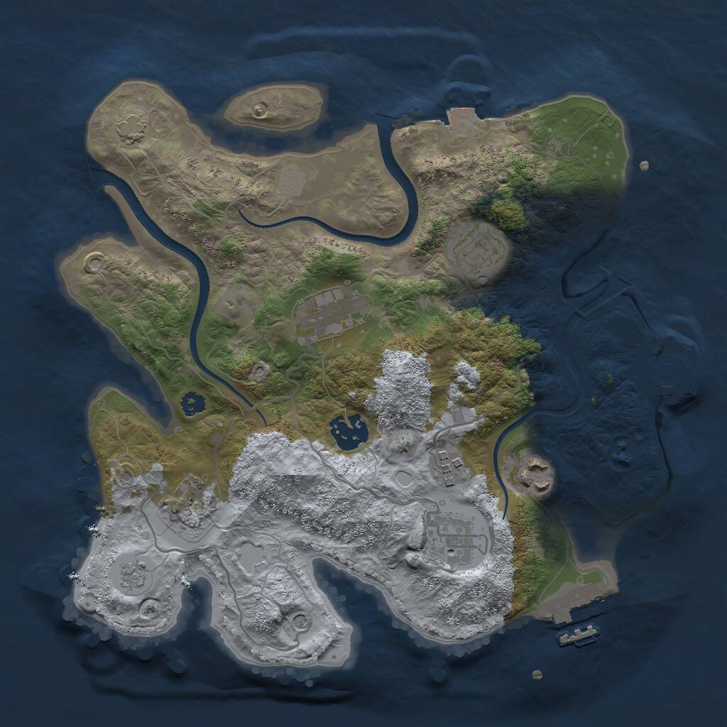 Rust Map: Procedural Map, Size: 3000, Seed: 569999, 13 Monuments