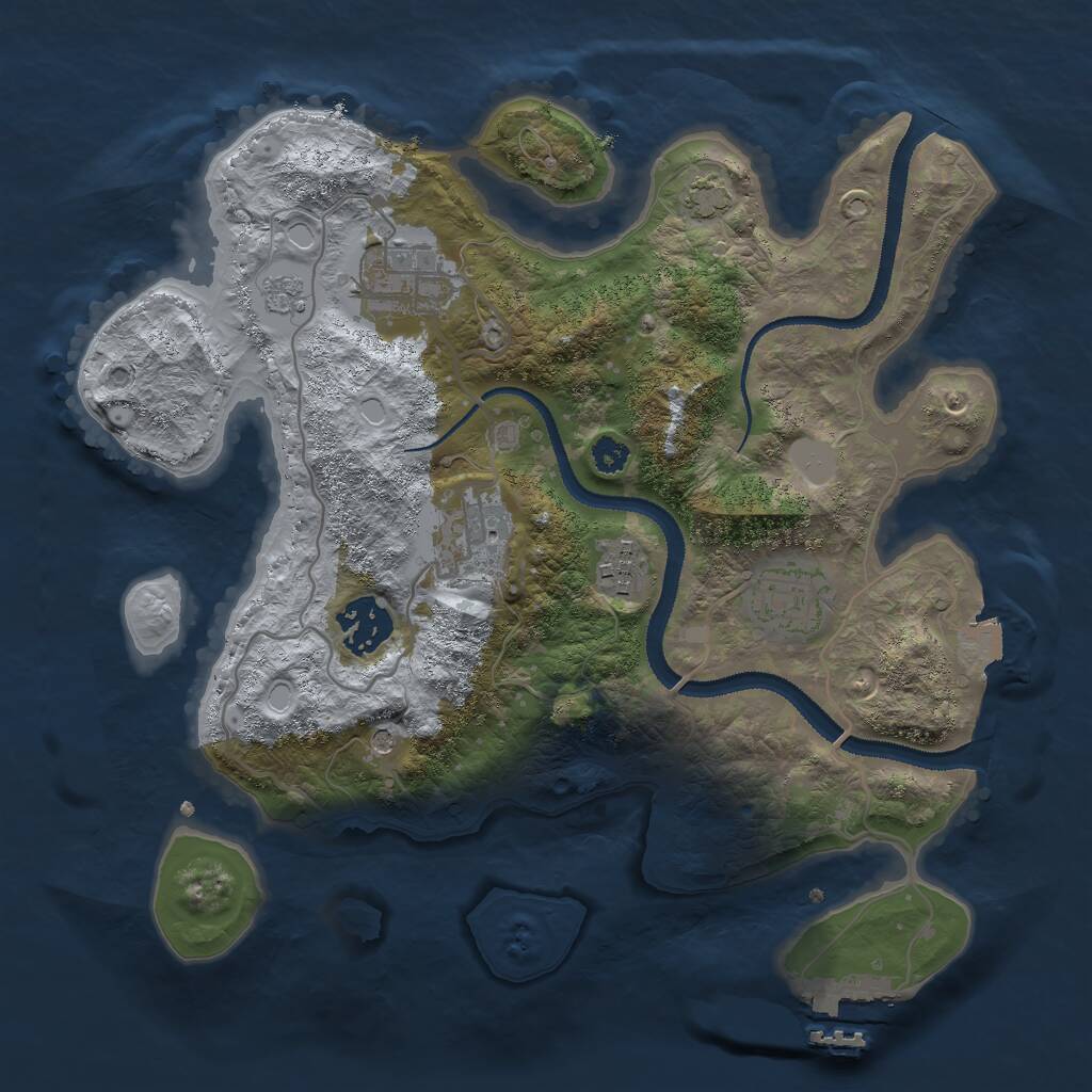 Rust Map: Procedural Map, Size: 3000, Seed: 28991, 10 Monuments
