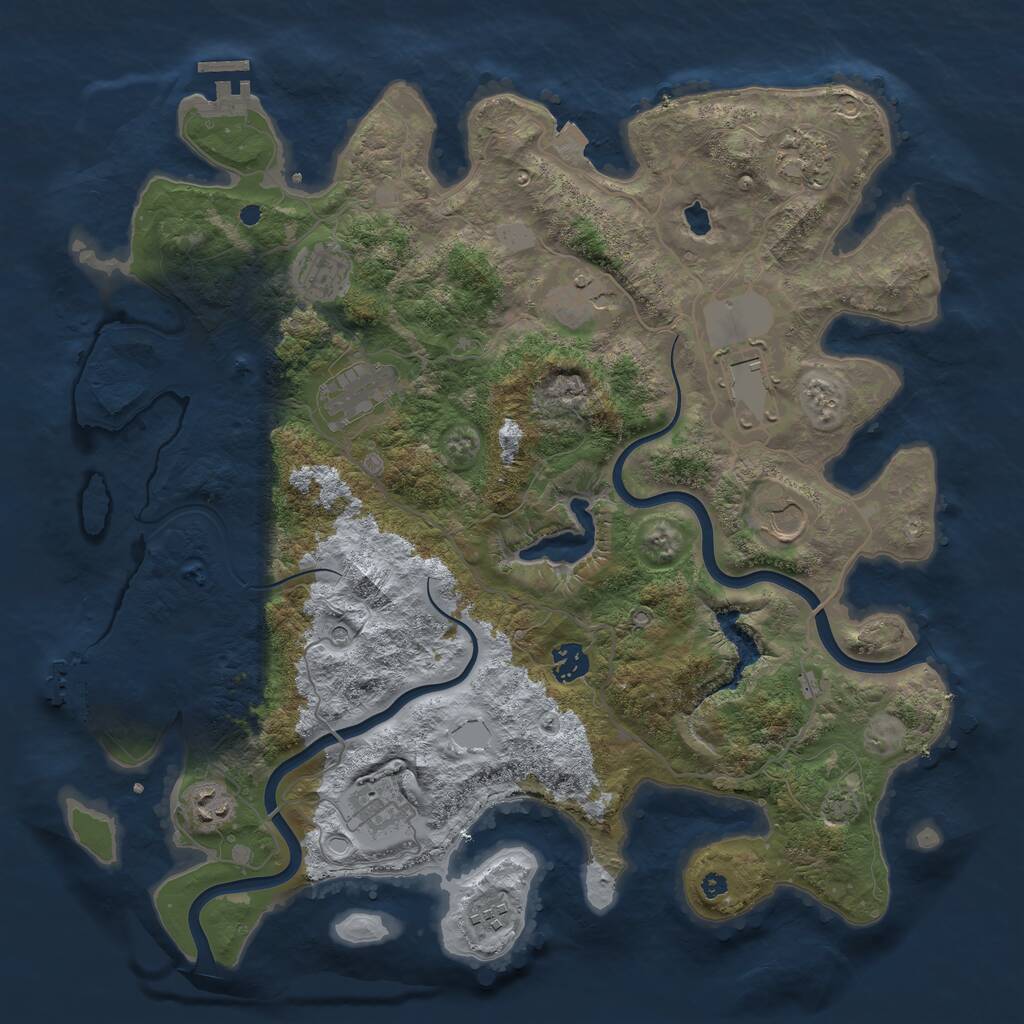Rust Map: Procedural Map, Size: 4000, Seed: 1001377418, 15 Monuments