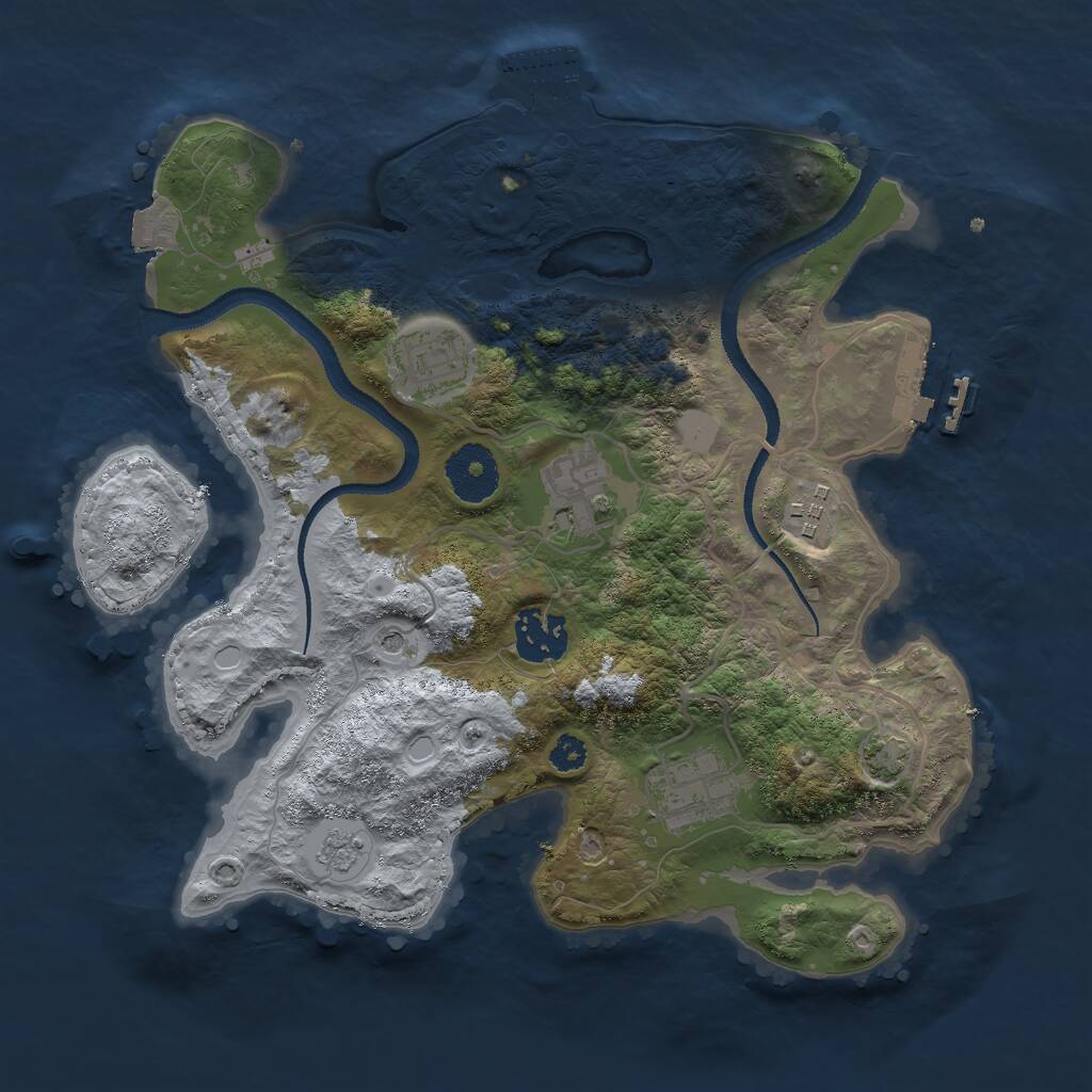 Rust Map: Procedural Map, Size: 3000, Seed: 1836, 11 Monuments