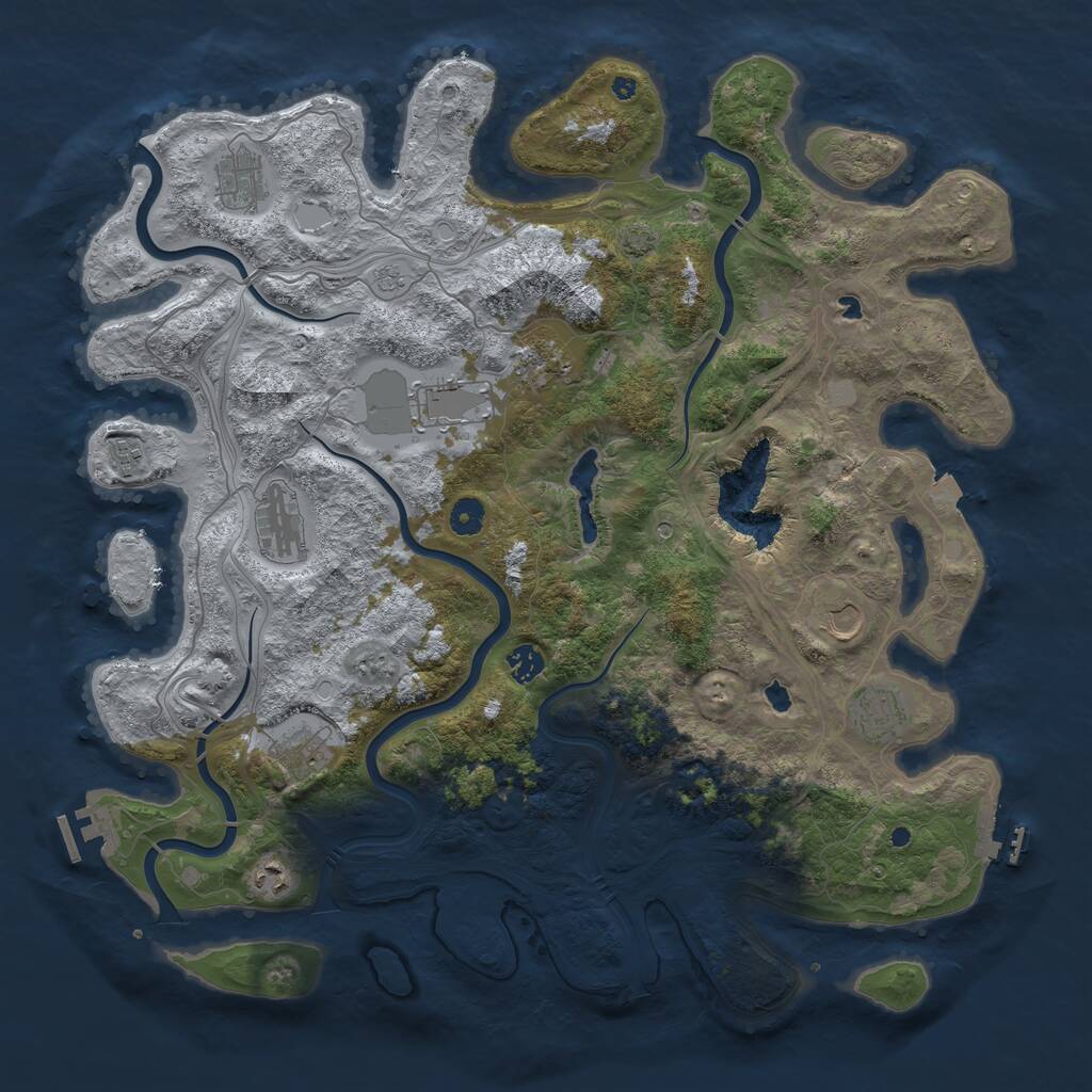 Rust Map: Procedural Map, Size: 4500, Seed: 860961599, 16 Monuments