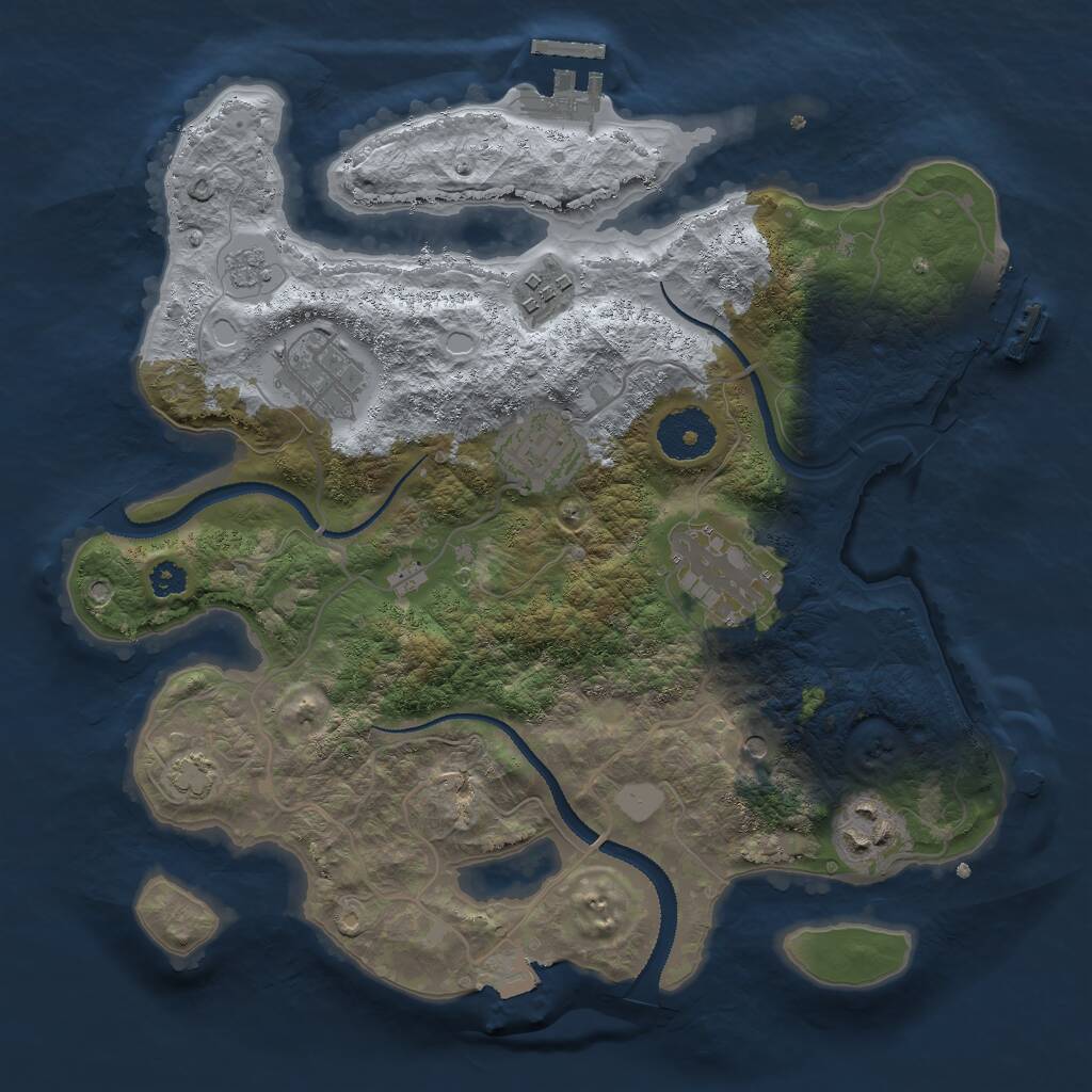 Rust Map: Procedural Map, Size: 3000, Seed: 1711677213, 11 Monuments