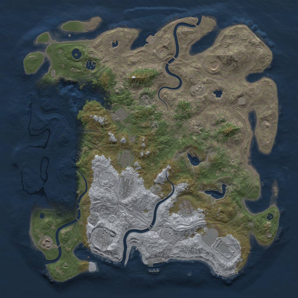 Rust Map: Procedural Map, Size: 4500, Seed: 989552908, 17 Monuments