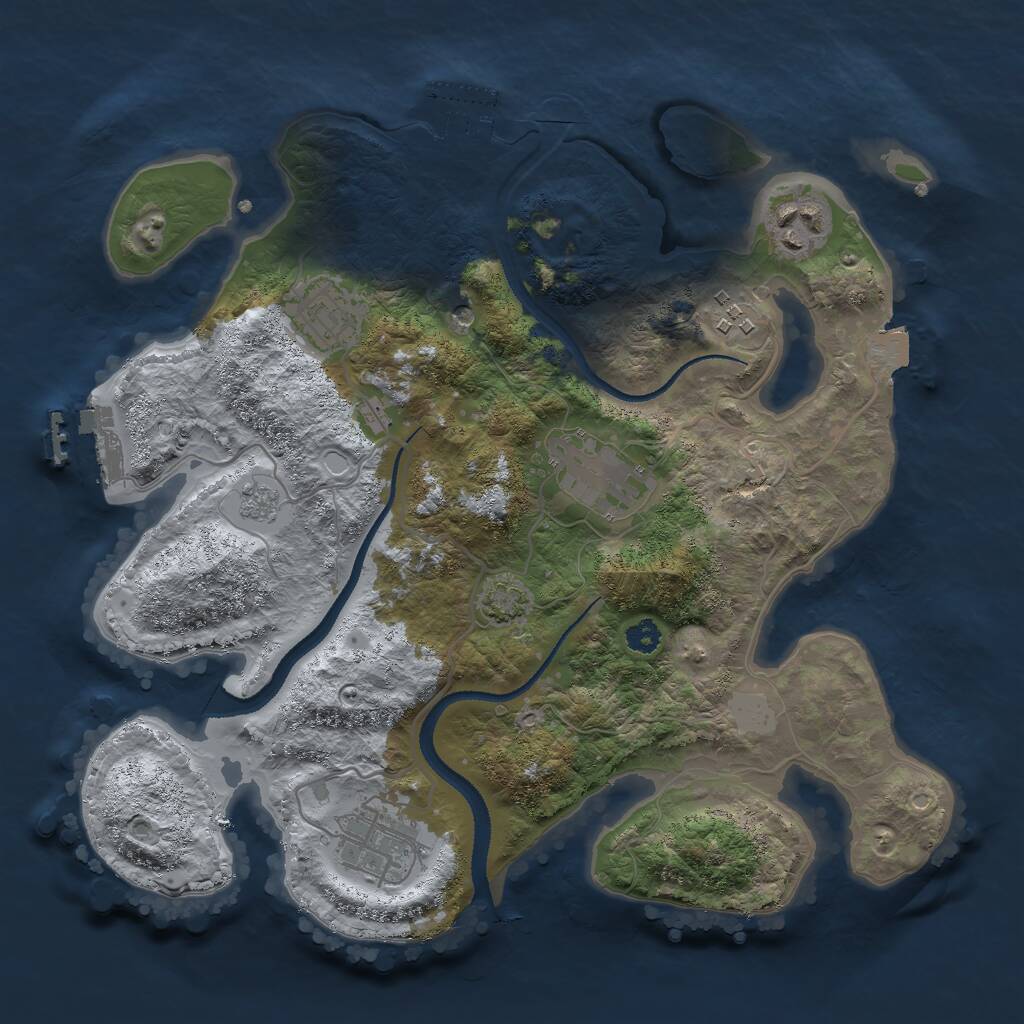 Rust Map: Procedural Map, Size: 3000, Seed: 17632, 11 Monuments