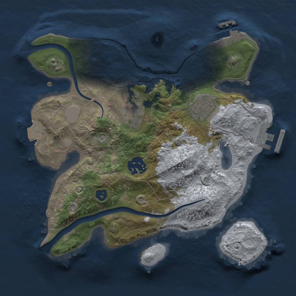 Rust Map: Procedural Map, Size: 2500, Seed: 123466578, 7 Monuments
