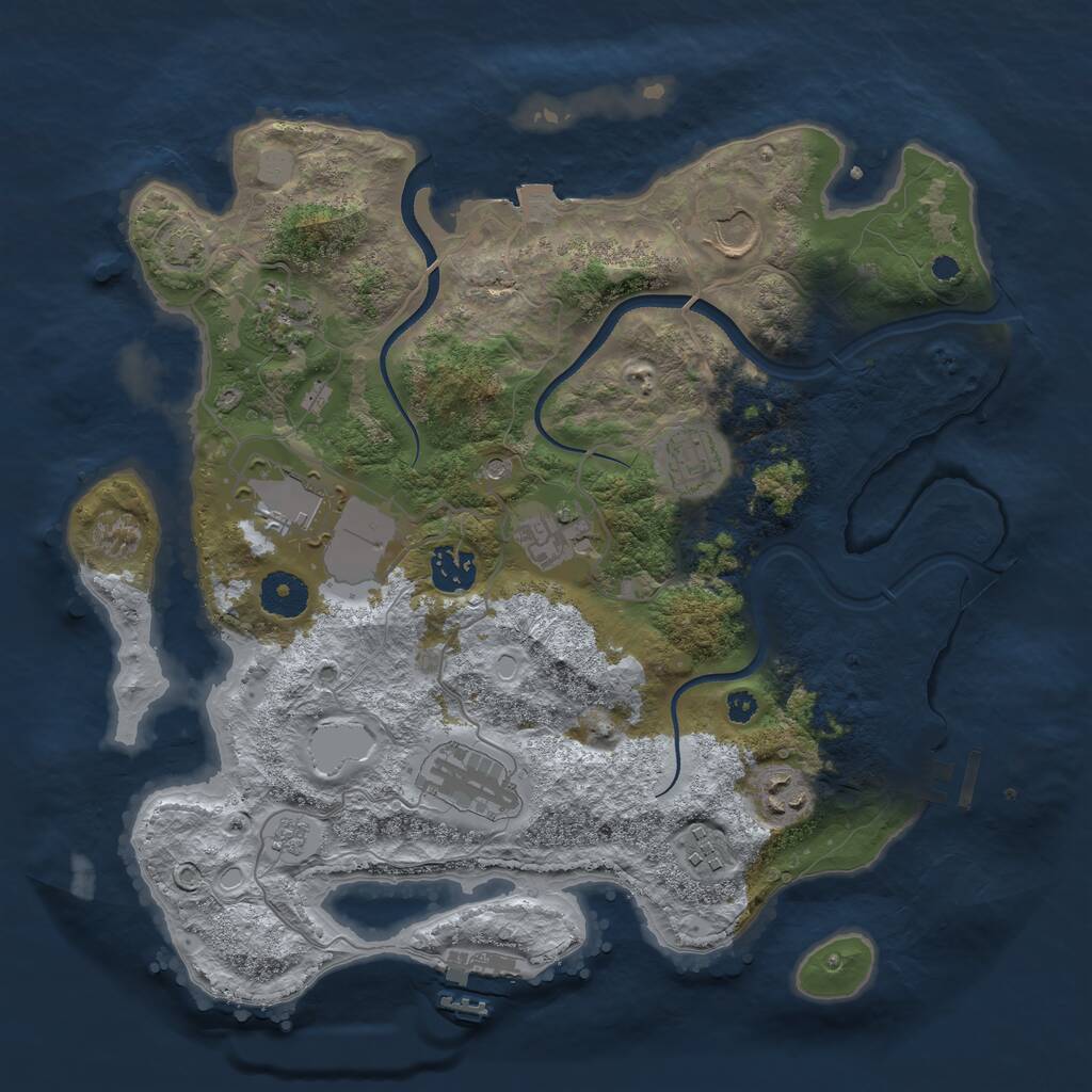 Rust Map: Procedural Map, Size: 3500, Seed: 421990, 15 Monuments