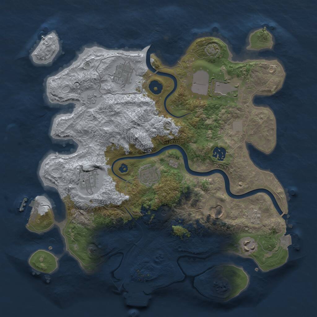 Rust Map: Procedural Map, Size: 3500, Seed: 456722, 14 Monuments