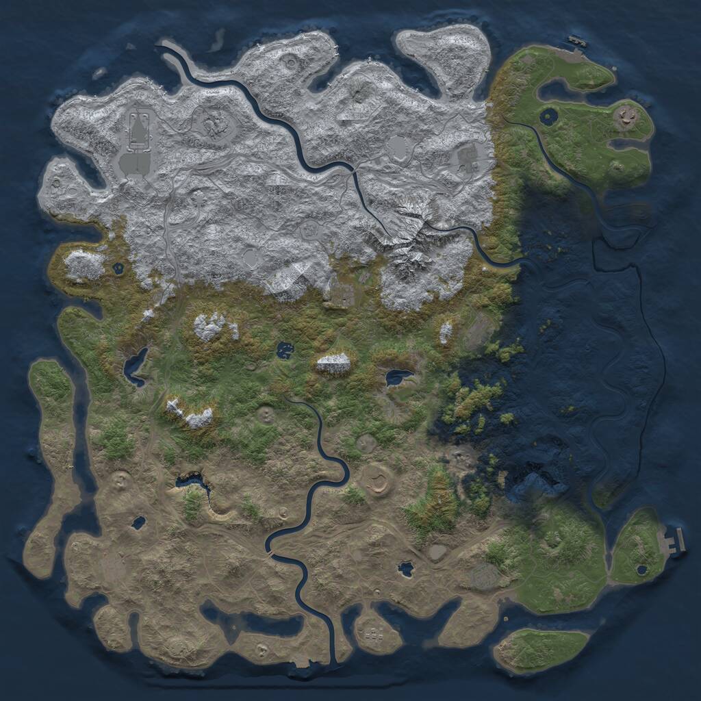 Rust Map: Procedural Map, Size: 6000, Seed: 41736336, 17 Monuments