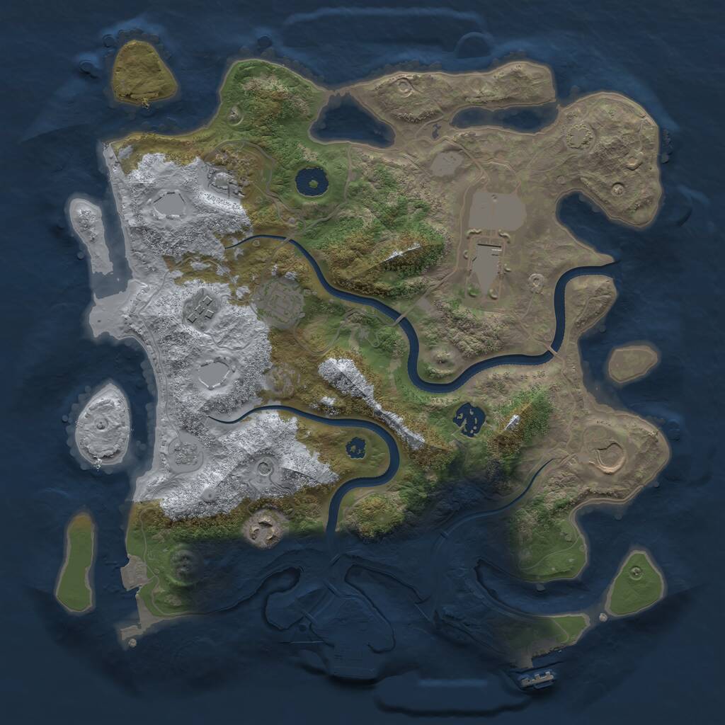 Rust Map: Procedural Map, Size: 3500, Seed: 58291, 13 Monuments