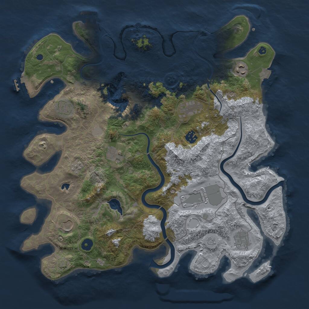 Rust Map: Procedural Map, Size: 4000, Seed: 32321527, 15 Monuments