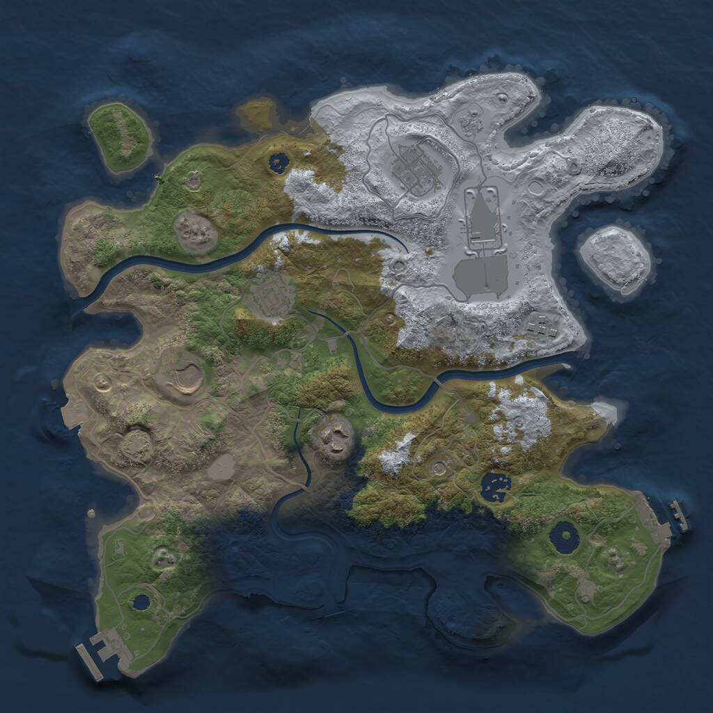 Rust Map: Procedural Map, Size: 3500, Seed: 77000, 13 Monuments