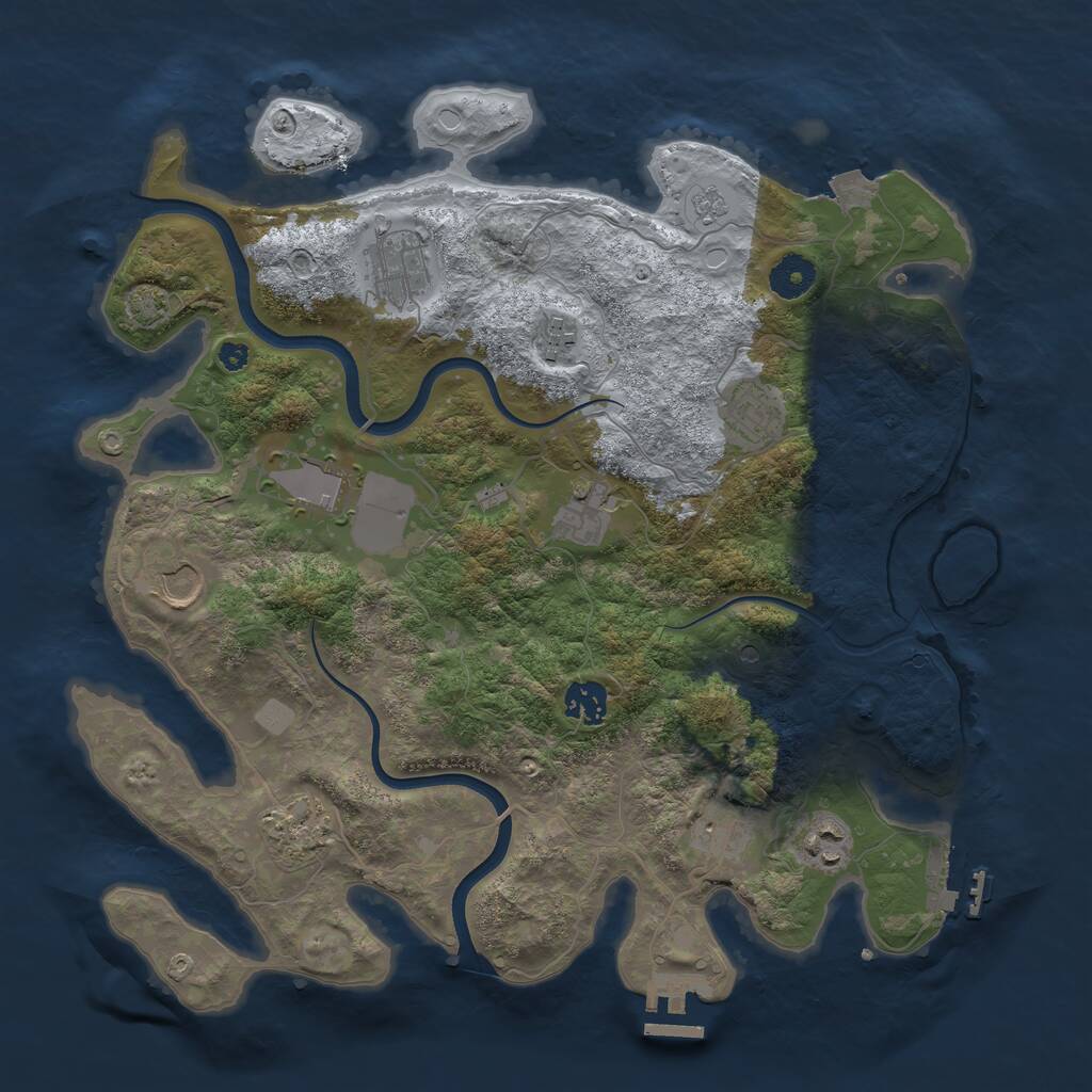 Rust Map: Procedural Map, Size: 3700, Seed: 9080706, 16 Monuments